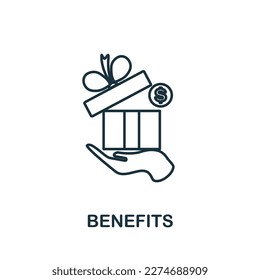 Benefits line icon. Colored element sign from finance management collection. Outline Benefits icon sign for web design, infographics and more.
