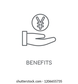 Benefits linear icon. Benefits concept stroke symbol design. Thin graphic elements vector illustration, outline pattern on a white background, eps 10.