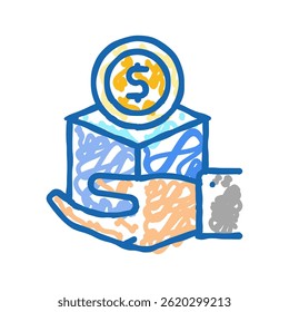 pacote de benefícios entrevista ícone do doodle ícone do esboço vetor. pacote de benefícios entrevista sinal do cargo. símbolo isolado ilustração