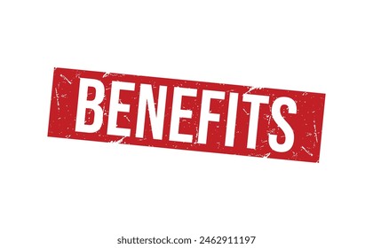 Benefits Red Rubber Stamp vector design.