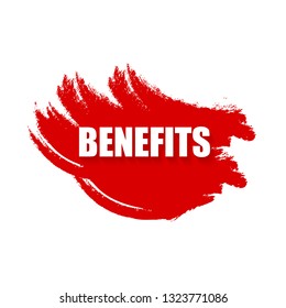 Benefits red Sticker,tag,label.