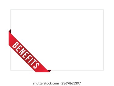 Benefits red vector banner illustration isolated on white background