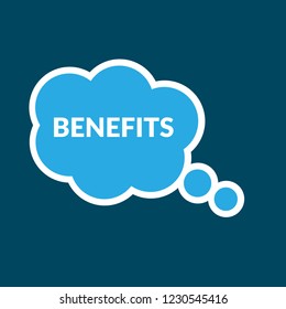Benefits sign,label. Benefits speech bubble. Benefits tag sign,banner