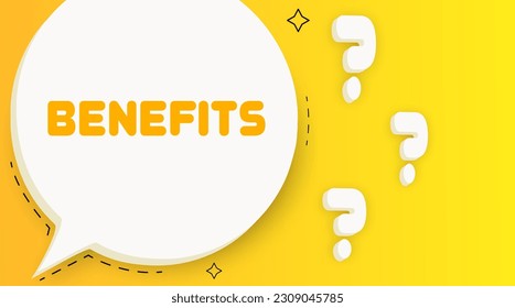 Benefits. Speech bubble with Benefits text. 2d illustration. Pop art style. Vector line icon for Business and Advertising.