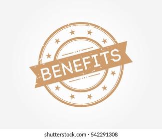 benefits. stamp sign brown