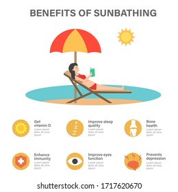 Benefits of sunbathing infographic template