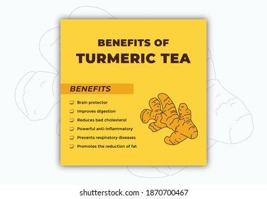 BENEFITS of turmeric tea, turmeric benefits post design, Turmeric advantage, benefits in Turmeric root