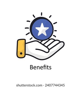 Benefits vector filled outline doodle Design illustration. Symbol on White background EPS 10 File 