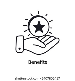 Benefits vector outline doodle Design illustration. Symbol on White background EPS 10 File 
