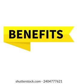 Benefits In Yellow Ribbon Rectangle Shape For Promotion Business Marketing Social Media Information
