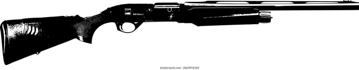 Benelli Performance M2 3-Gun ilustração preto branco desenho vintage