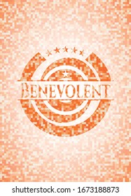 Benevolent orange mosaic emblem with background