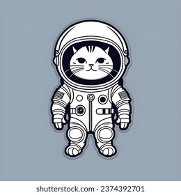 Bengal cat in astronaut suit. Hand drawn vector illustration