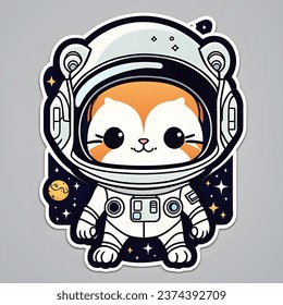 Bengal cat in astronaut suit. Hand drawn vector illustration