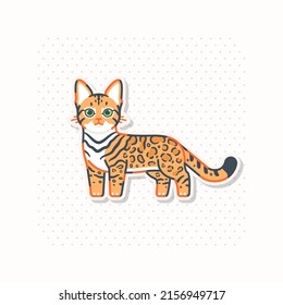 El gato bengalí engendra ilustración vectorial con pose permanente