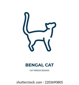 Bengal cat icon. Linear vector illustration from cat breed bodies collection. Outline bengal cat icon vector. Thin line symbol for use on web and mobile apps, logo, print media.