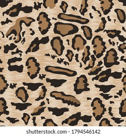 Bengal cat. Print of animal skins in vector, brown wool