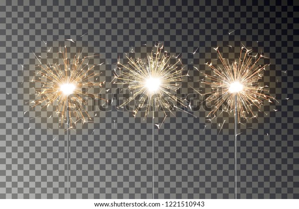 Bengal fire vector set. New year sparkler\
candle isolated on transparent background. Realistic sparkler.\
Magic light stick. Xmas decoration\
illustration.