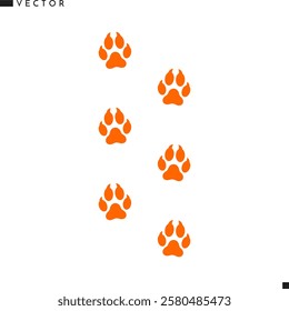 Bengal fox paw print silhouette. Animal paw print vector 