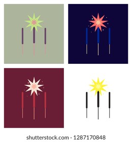 Bengal or indian light sparkler, Bengal fire firework isolated . Salute element for celebration of holidays and parties, weddings and birthdays. Bright sparks used for entertainment purposes.