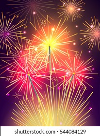Bengal or indian light, sparkler firework fire. Element for celebration of holidays, parties used for entertainment purposes. Colorless sparks illustration