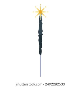 Bengal light burning with bright sparks on white background