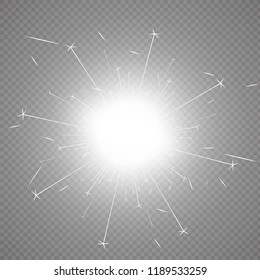 Bengal light effect. Magic light isolated effect for the background of the holiday and birthday. Festive Christmas light isolated on transparent background. 