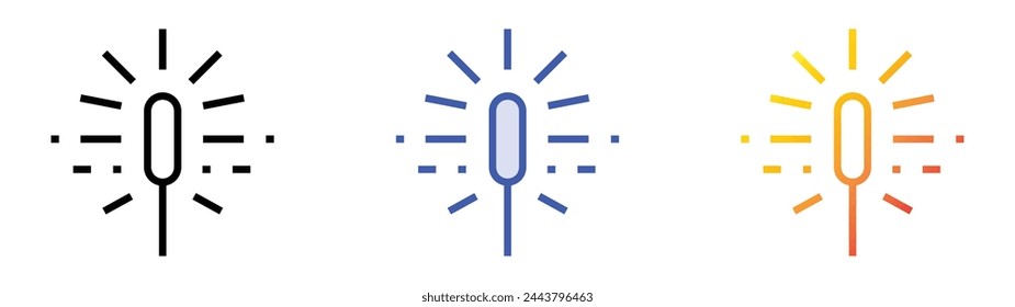 icono de la luz de bengala. Diseño de estilo de relleno lineal, azul y degradado aislado sobre fondo blanco
