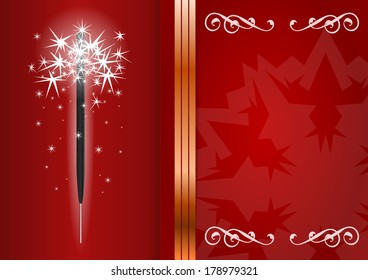 Bengal light on red background with copy space for your text