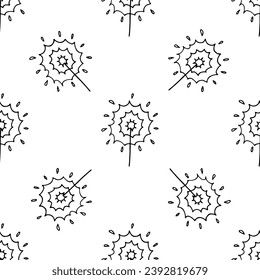 Bengal lights doodle vector seamless pattern on white background
