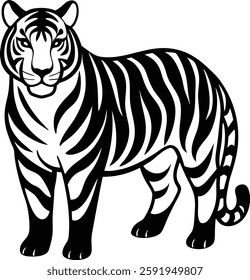 Bengal tiger art silhouette vector illustration