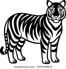Bengal tiger art silhouette vector illustration