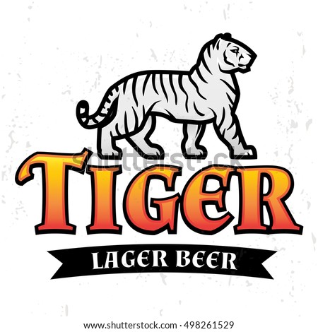 Bengal Tiger Beer logo vector. Lager Label design template. Predator insignia, Sport team logotype on light background