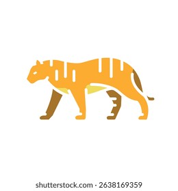 Bengal tiger color flat icon for digital and print projects. Asian animals. Minimal clean icons for apps and websites. Modern simple icons for UI UX and branding