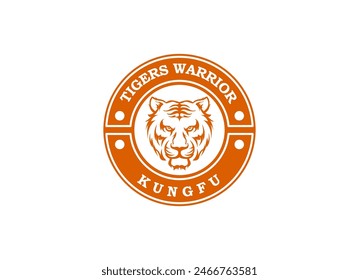 A bengal tiger face head with fangs and kung fu chinese lettering for Kungfu Club Martial Clan logo design