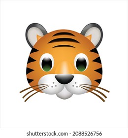 Bengal Tiger head art vector template design element.  poster education school kid children text emoji emotion expression reactions chat comment social media app smartphone to family friends