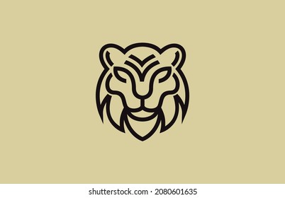 Bengal Tiger Head Outline Logo Design