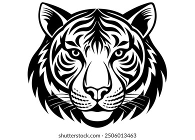 A bengal tiger head silhuette vector illusatration