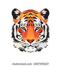 Bengal tiger logo. tiger head vector illustration. Colorful Sumatran tiger face