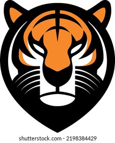 Bengal tiger logo in orange black and white