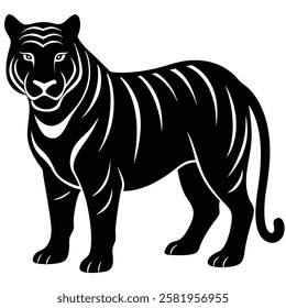 Bengal Tiger vector silhouette on white background