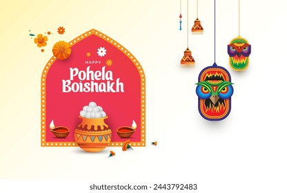 Bengalisches Neujahr, Pohela Boishakh Hintergrund Design Vorlage, Nabo Borsho Design Illustration