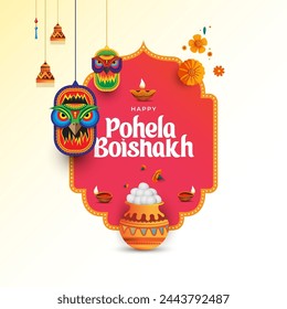 Bengalisches Neujahr, Pohela Boishakh Hintergrund Design Vorlage, Nabo Borsho Design Illustration