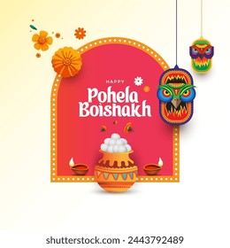 Bengali New Year, Pohela Boishakh Background Design Template, Nabo Borsho Design Illustration