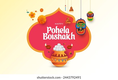 Bengali New Year, Pohela Boishakh Background Design Template, Nabo Borsho Design Illustration