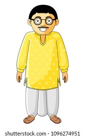 Premium Vector Cartoon Illustration Of Bengali Man Character Set | Bengali  Ethnic Wear 