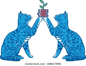 Bengal's Cats Vector Design for Logo, Badge, and Wallpaper