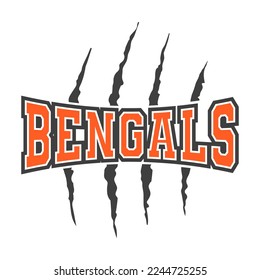 Bengals School Spirit Stamp Logo Illustration. Mascot Silhouette Team Design.