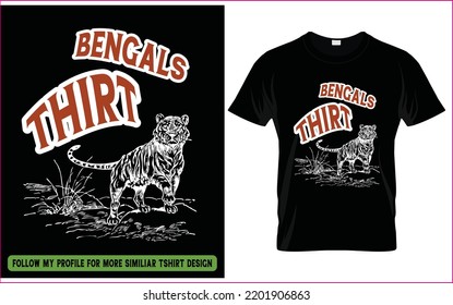 Bengals tshirt design vector with royal bengal tiger. Beautiful bengal text tshirt design. It can be used as poster. Ready made print ready file.