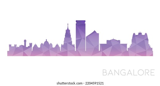 Bengaluru, Karnataka, India Low Poly Skyline Clip Art City Design. Geometric Polygon Graphic Horizon Icon. Vector Illustration Symbol.